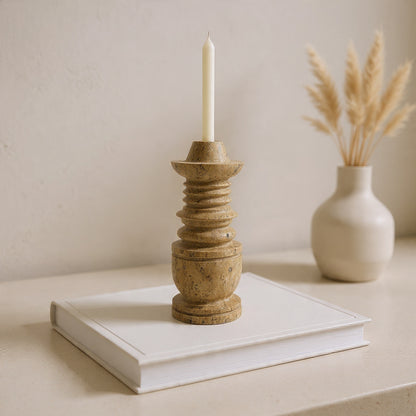 Cairn Candle Stand - Travertine