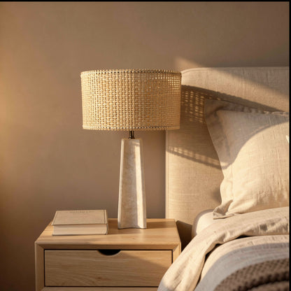 Curvilinear Table Lamp - Travertine