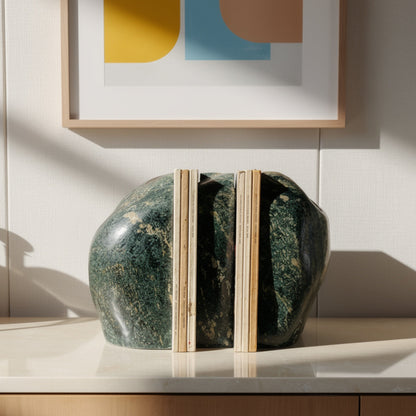 Blotched Riverstone Bookend - Black