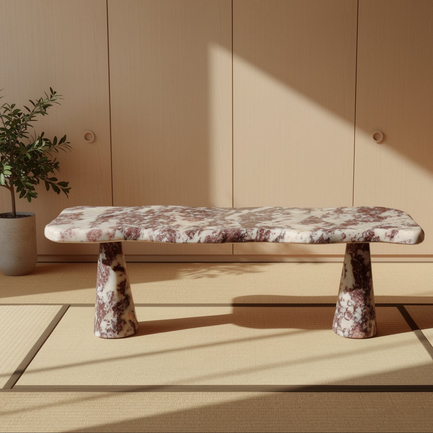 Ruby Stone Bench - Red & White