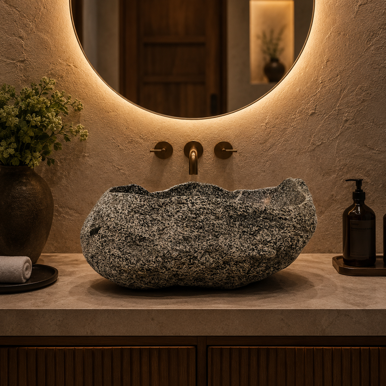 Salt And Pepper Lined Sink - River Stone