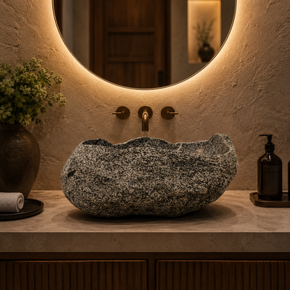 Salt And Pepper Lined Sink - River Stone