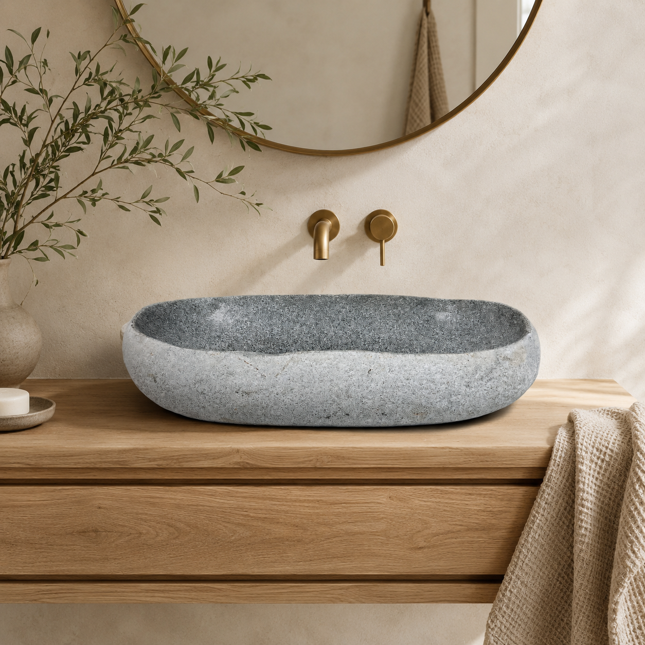 Grey Blotched Sink - River Stone