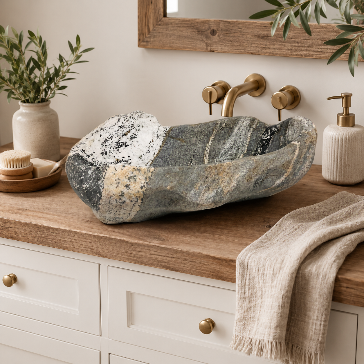 Watercarved Sink - River Stone