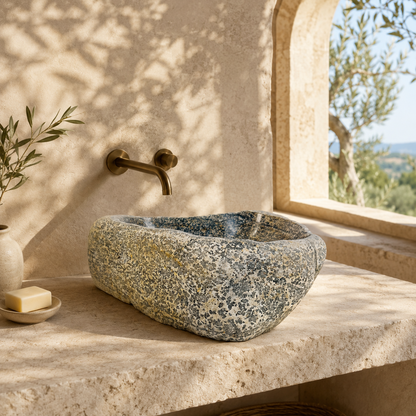 Golden Brushed Sink - River Stone