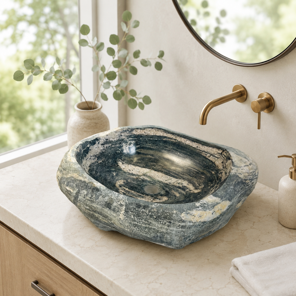 Velour Wave Sink -  River Stone