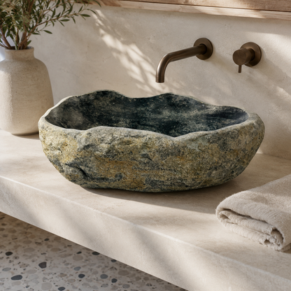 Fern & Fossil Stone Sink - Riverstone