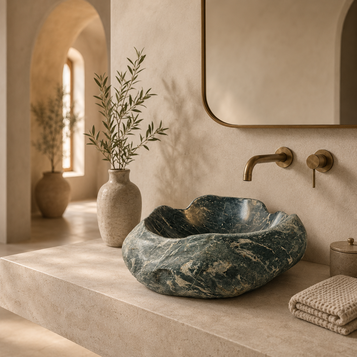 Vesper Dark Stone Sink - River Stone