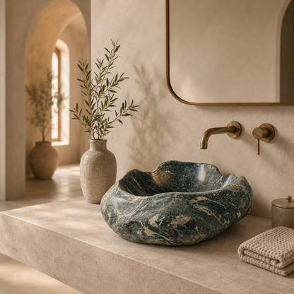 Vesper Dark Stone Sink - River Stone