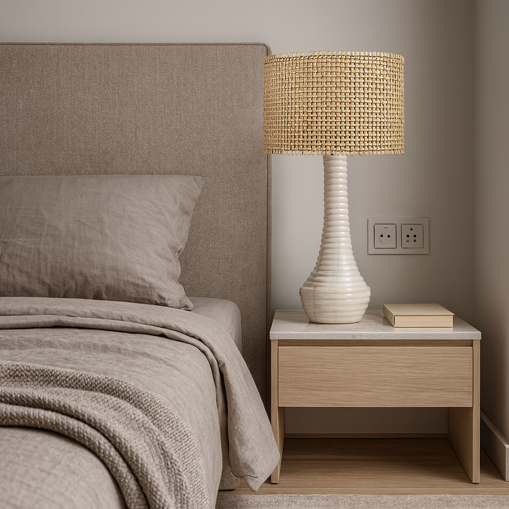 Bulged Striated Lamp - White