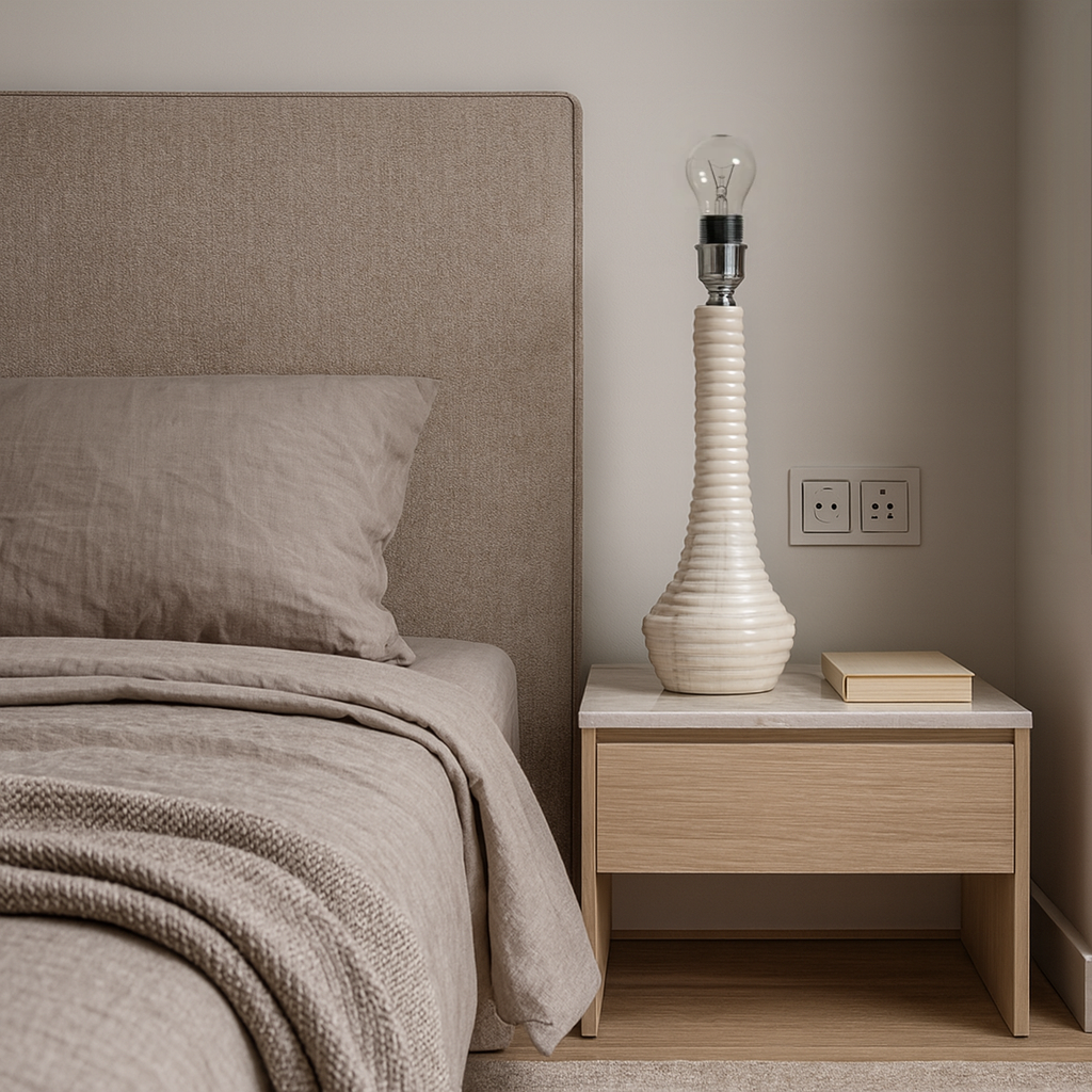 Bulged Striated Lamp - White
