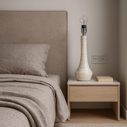 Bulged Striated Lamp - White
