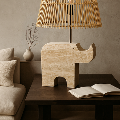 Rhinocerus Lamp - Travertine
