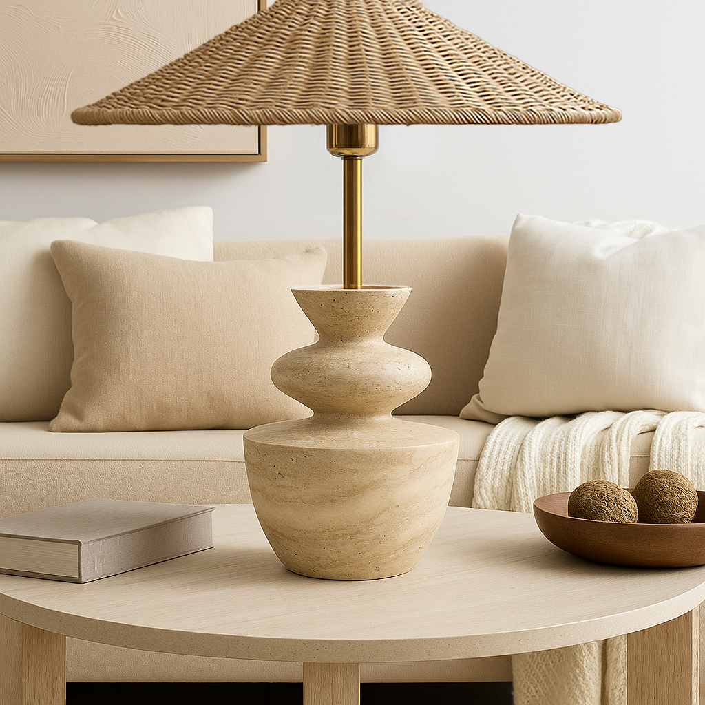 Cairn Table Lamp - Travertine