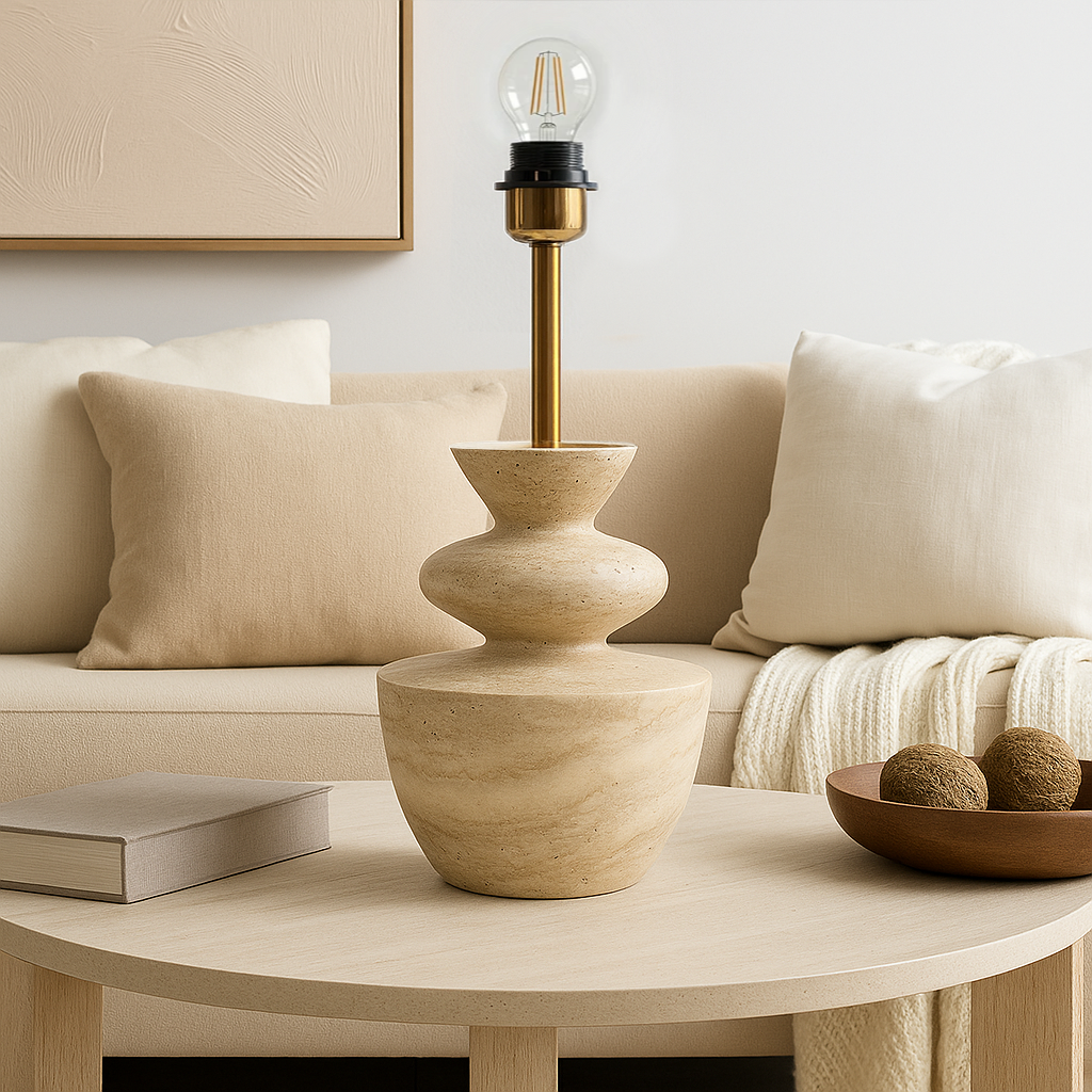 Cairn Table Lamp - Travertine