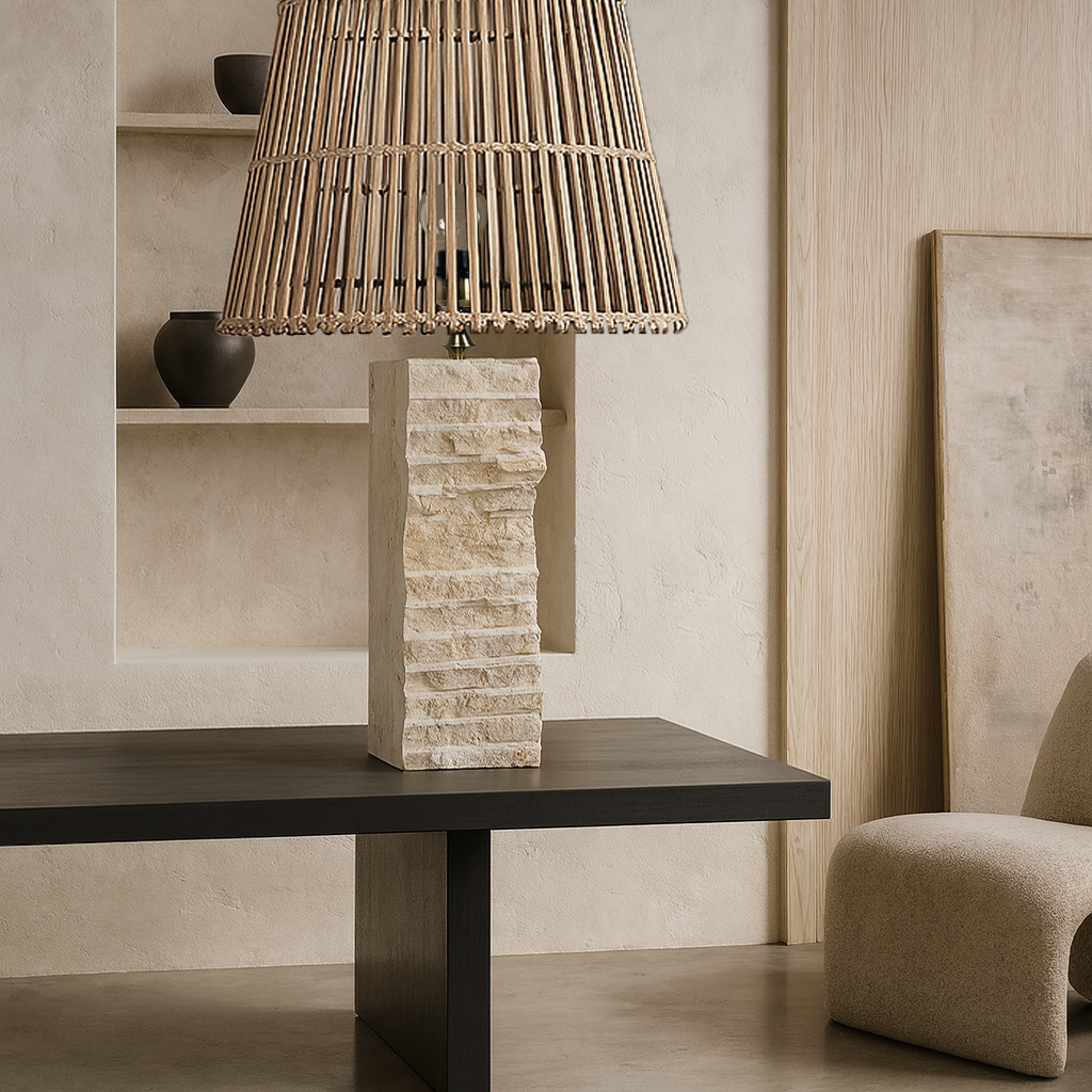 Split-Face Lamp - Travertine