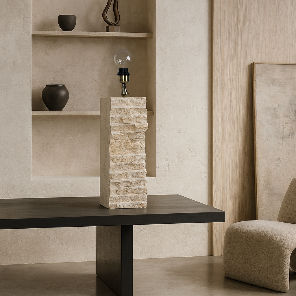 Split-Face Lamp - Travertine