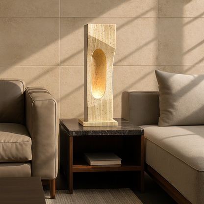 Oblique Hollow Lamp - Travertine