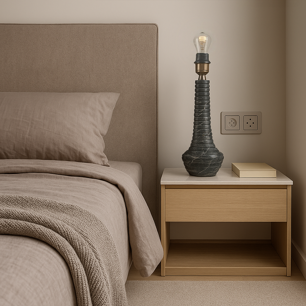 Bulged Striated Lamp - Black