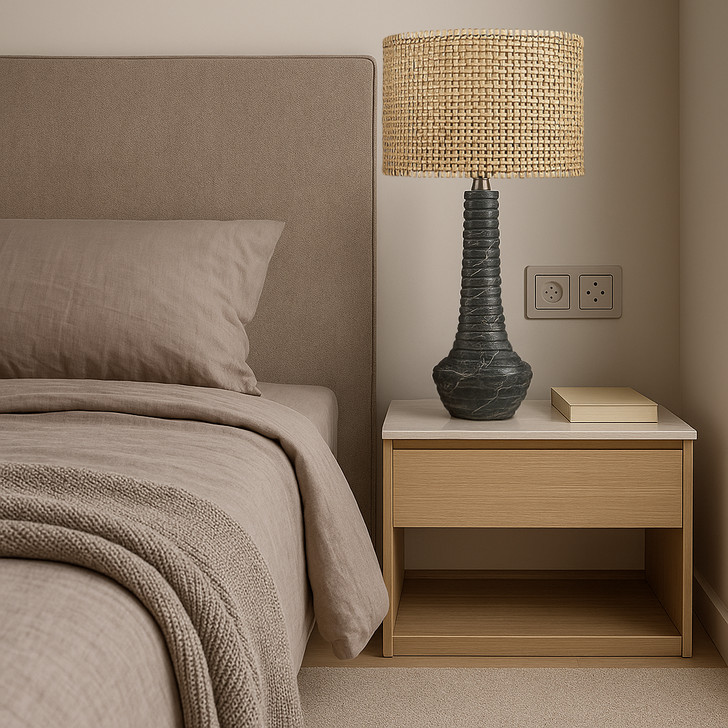 Bulged Striated Lamp - Black