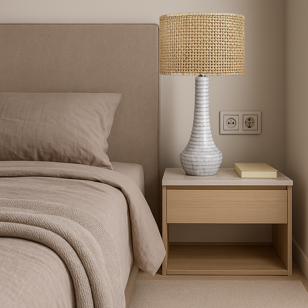 Bulged Striated Lamp - Gray