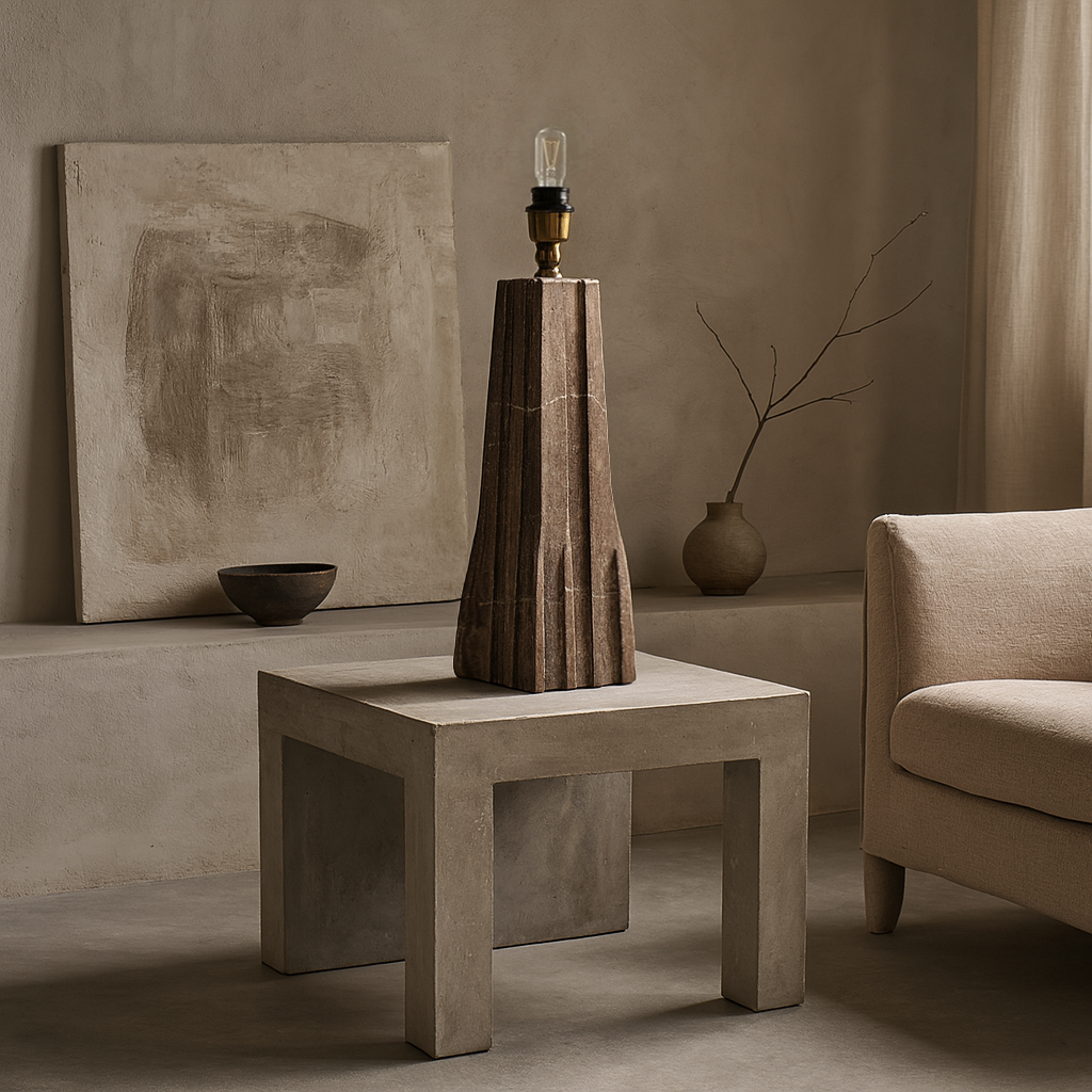 Ribbed Table Lamp - Brown