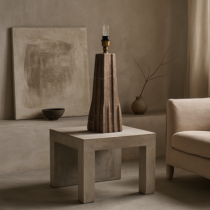 Ribbed Table Lamp - Brown