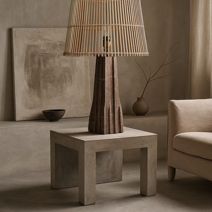Ribbed Table Lamp - Brown