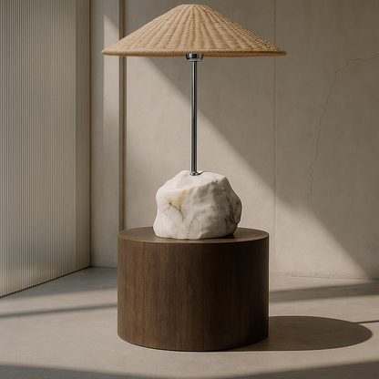 Wide Stone Base Lamp - Gray Commando