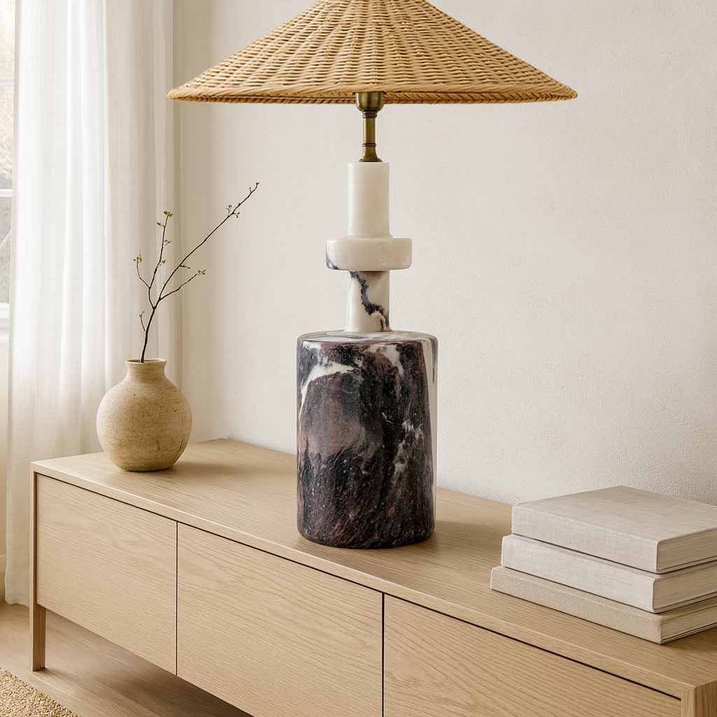 Bottleneck Table Lamp - Red & White