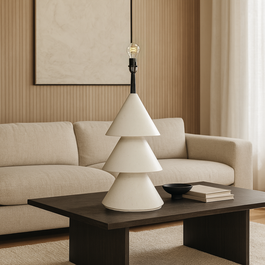 Tiered Cone Lamp - White