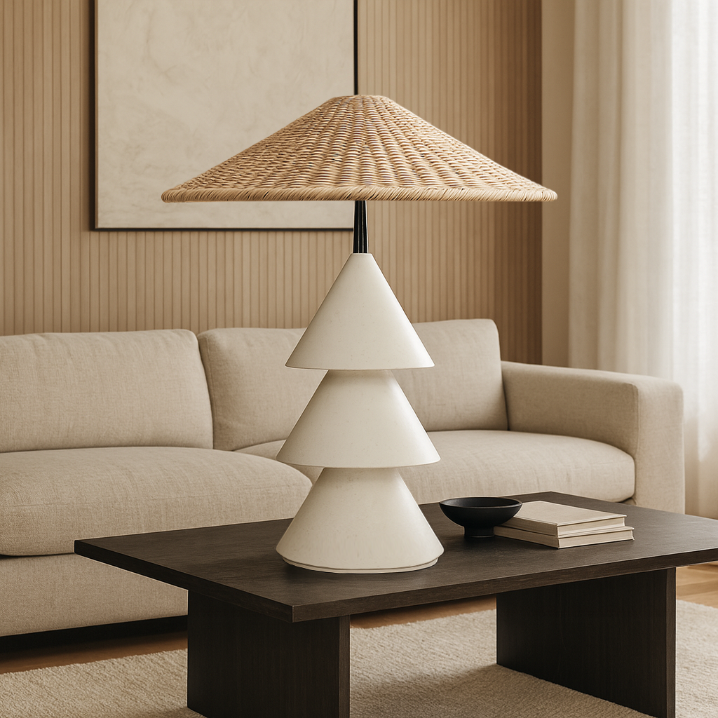 Tiered Cone Lamp - White