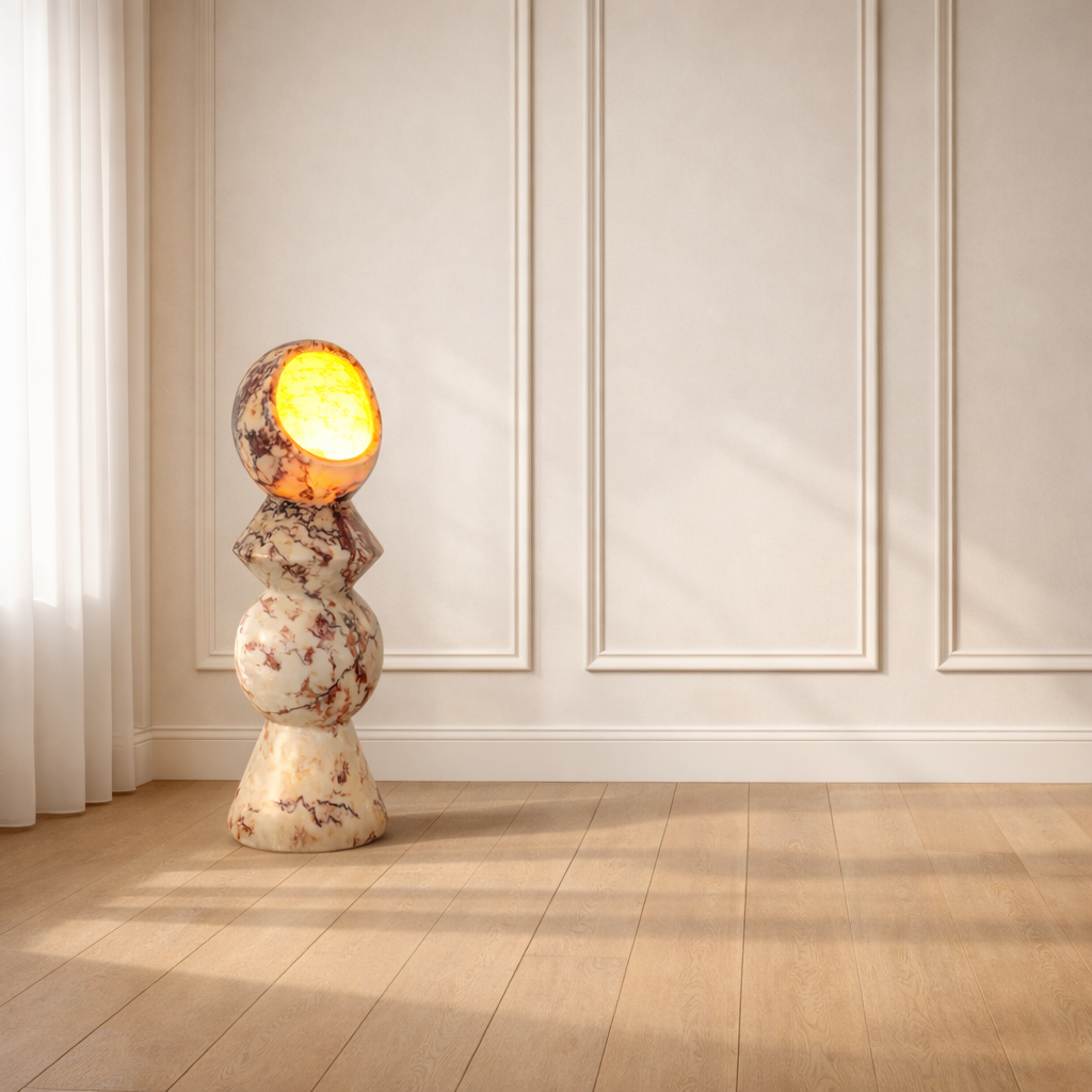 Slender Totem Table Lamp / Floor Lamp - Red & White