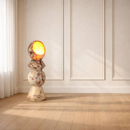 Slender Totem Table Lamp / Floor Lamp - Red & White