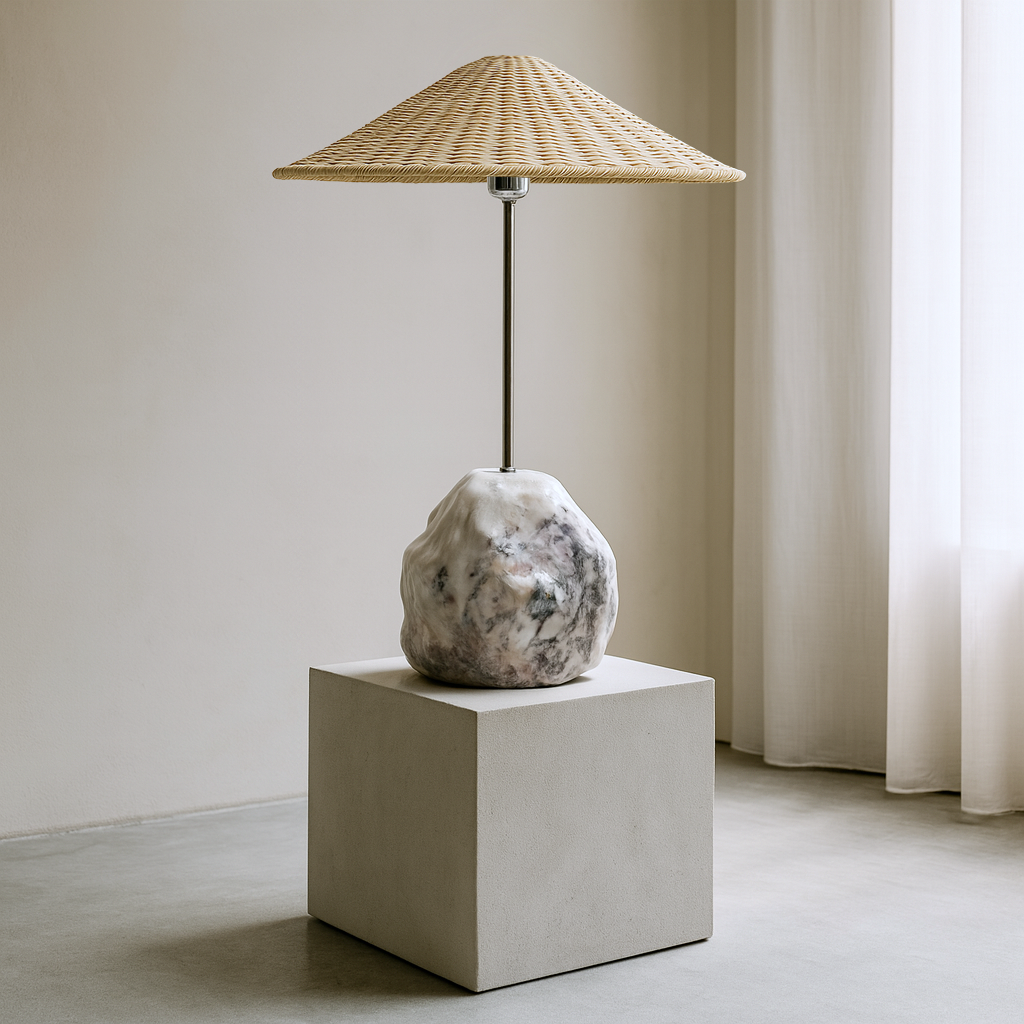 Stone Base Lamp - Red & White