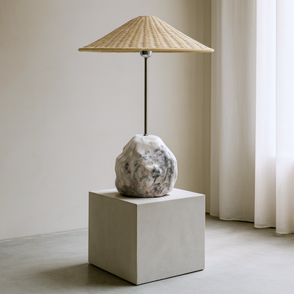 Stone Base Lamp - Red & White