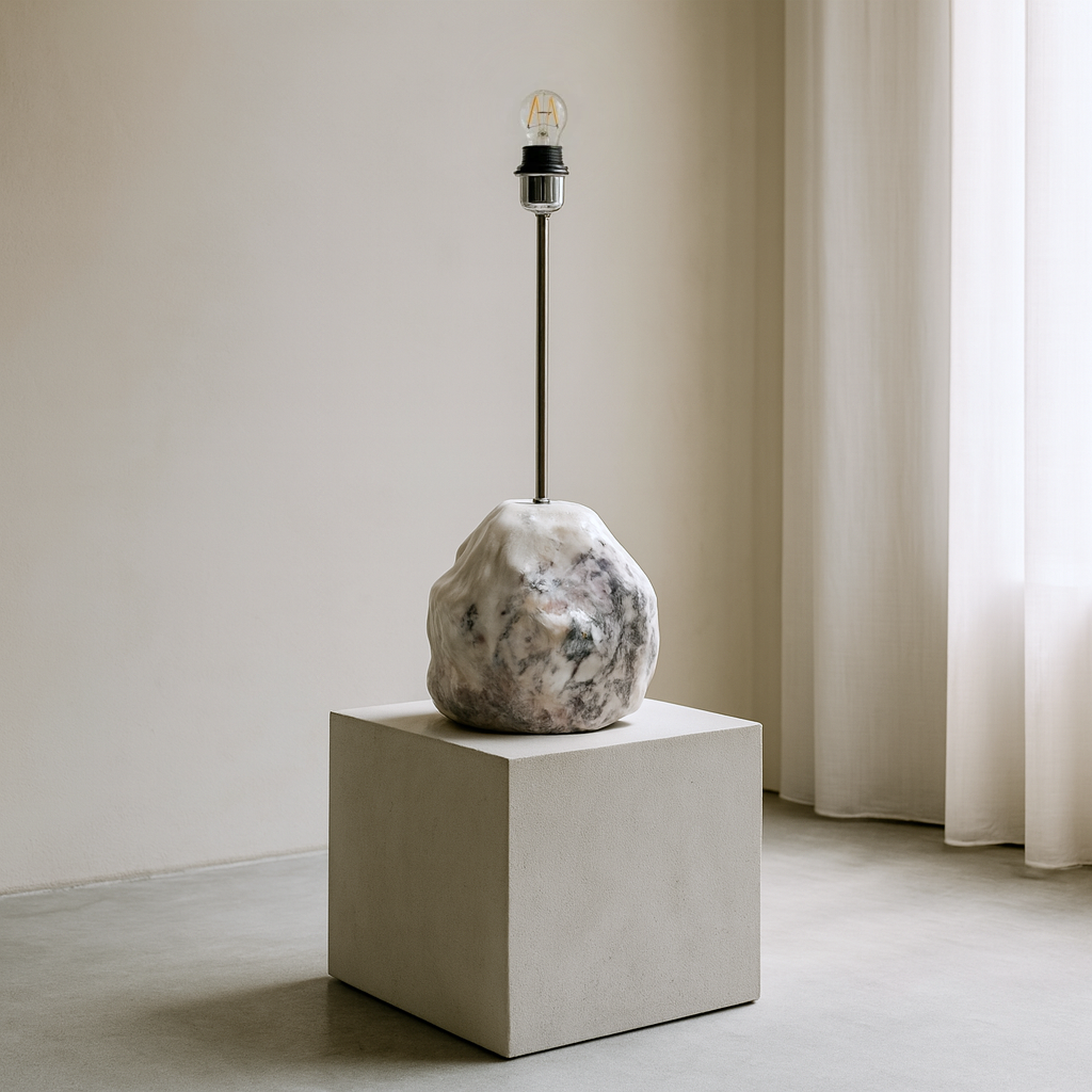 Stone Base Lamp - Red & White