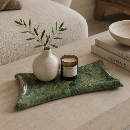 Convex Marble Tray - Green