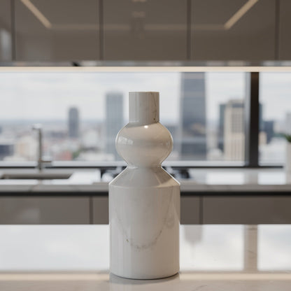 Bulged Short Neck Marble Bottle - White