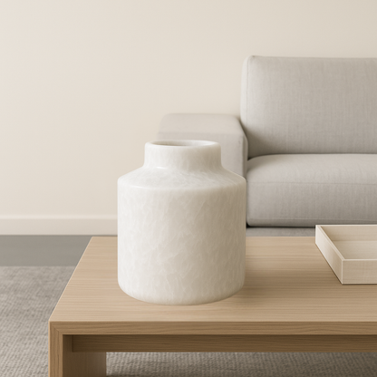 Wide Bottom Vase - White