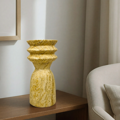 Ribbed Vase - Travertine