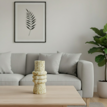 Ringed Marble Vase - Travertine