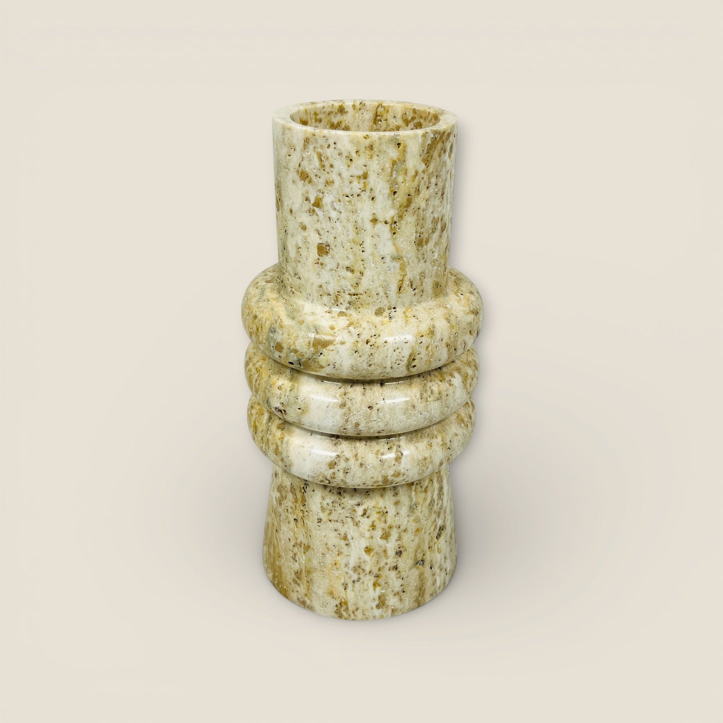 Ringed Marble Vase - Travertine