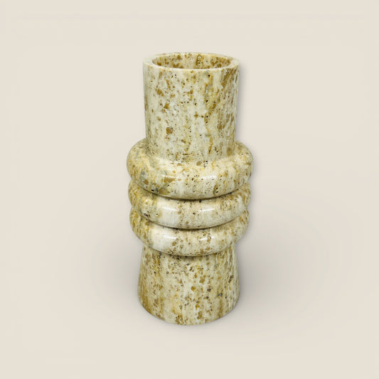 Ringed Marble Vase - Travertine