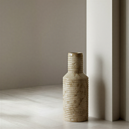 Grooved Marble Vase - Beige