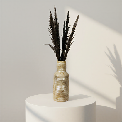 Grooved Marble Vase - Beige
