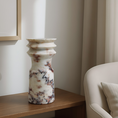 Ribbed Vase - Red & White