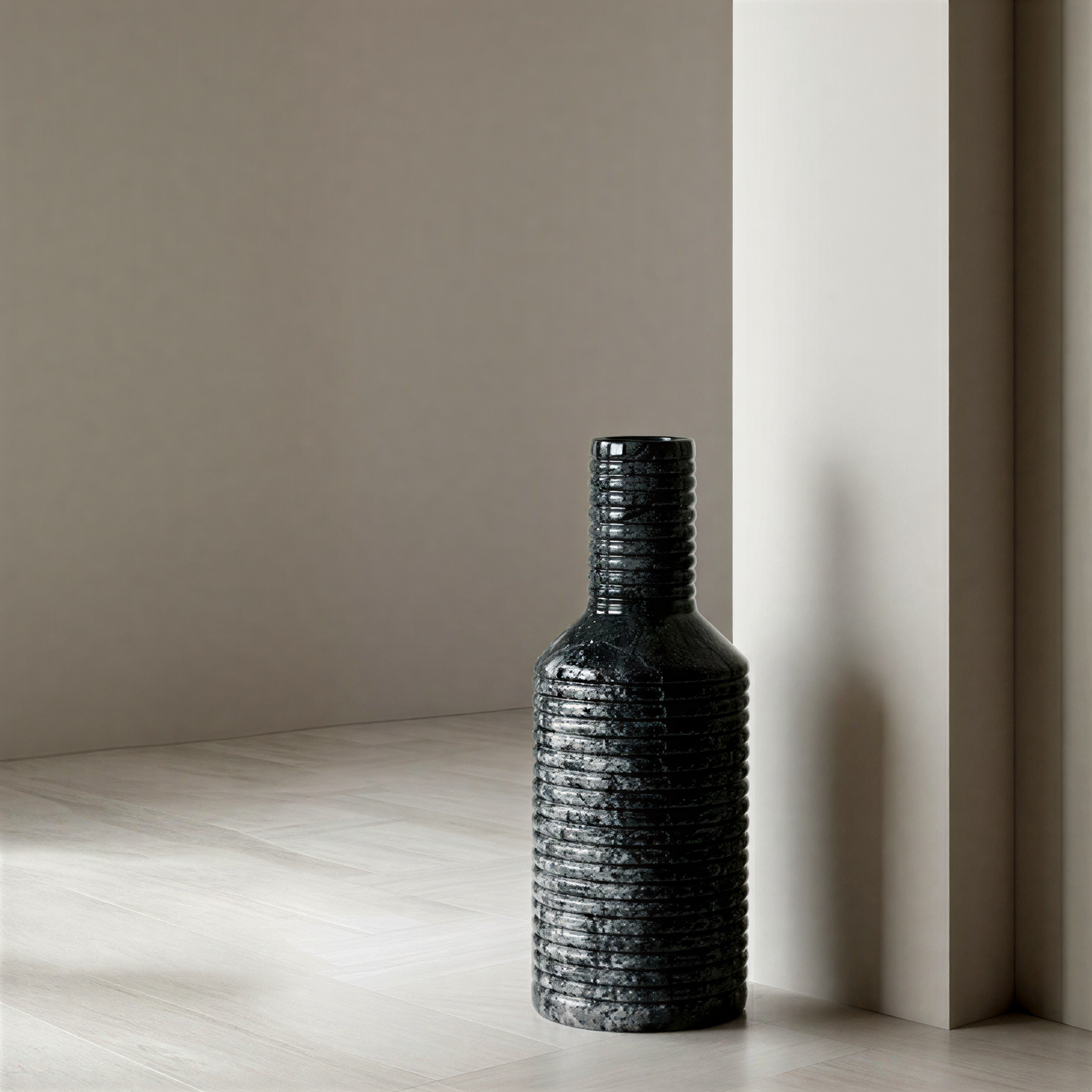 Grooved Marble Vase - Black & Blue