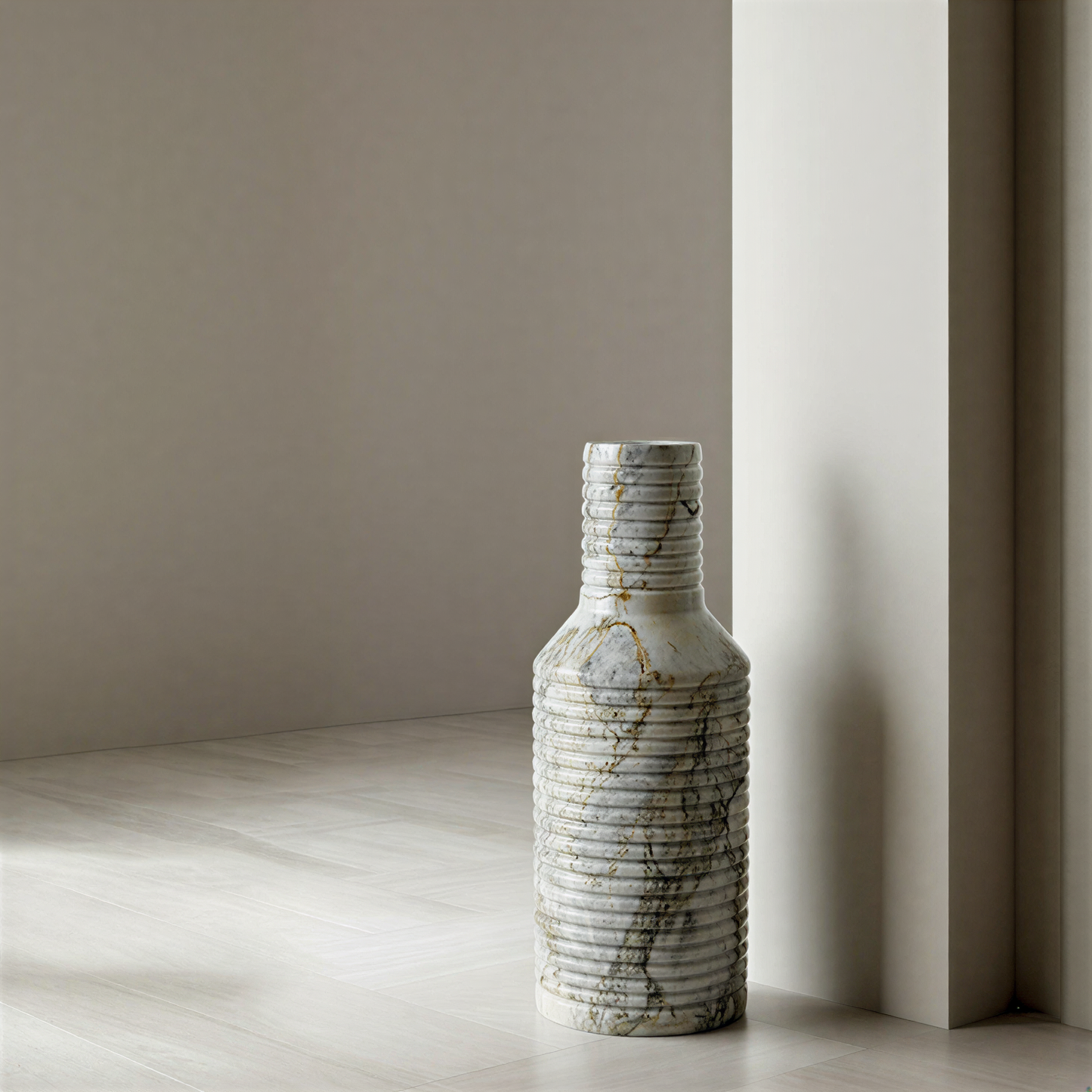 Grooved Marble Vase - Green Commando
