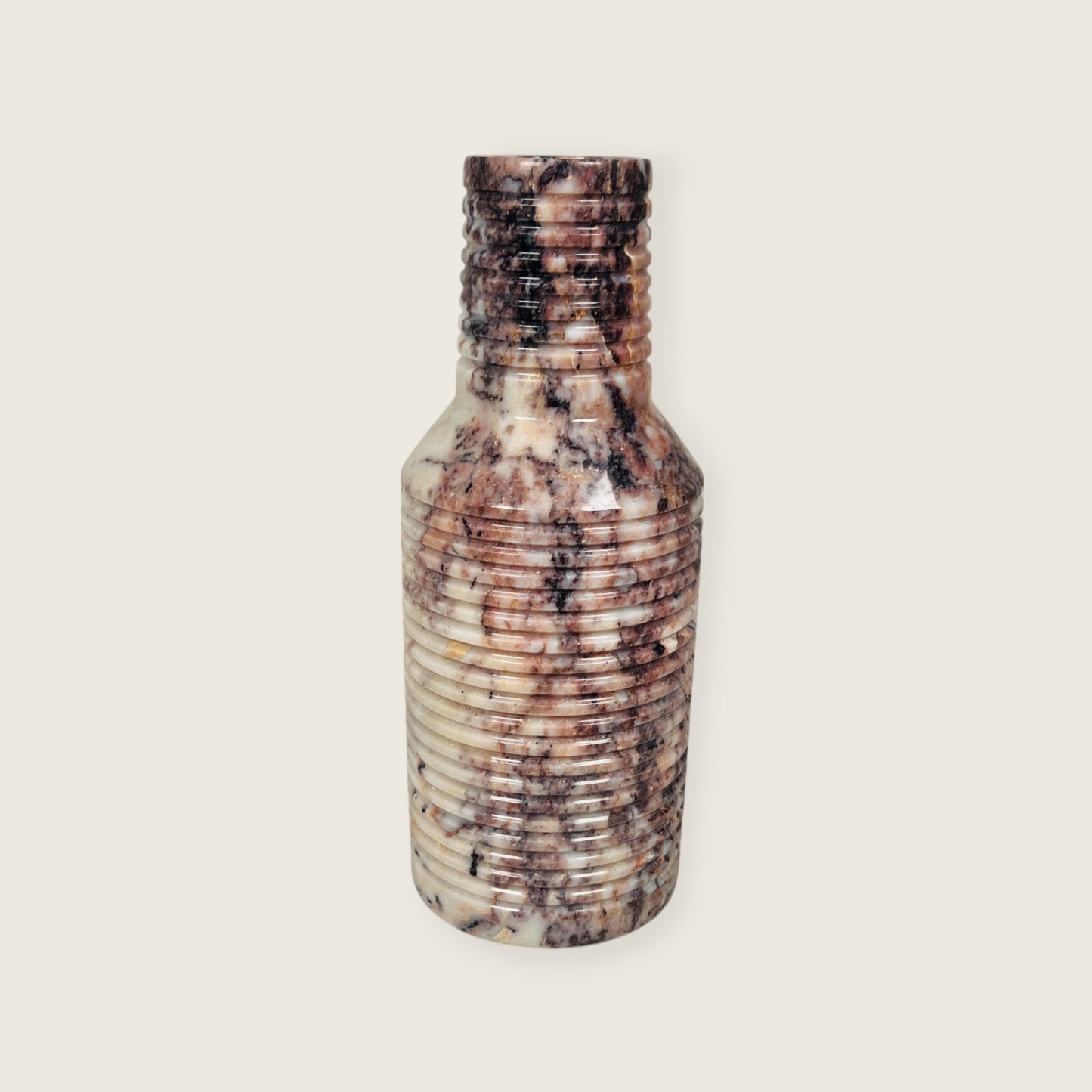Grooved Marble Vase - Red & White